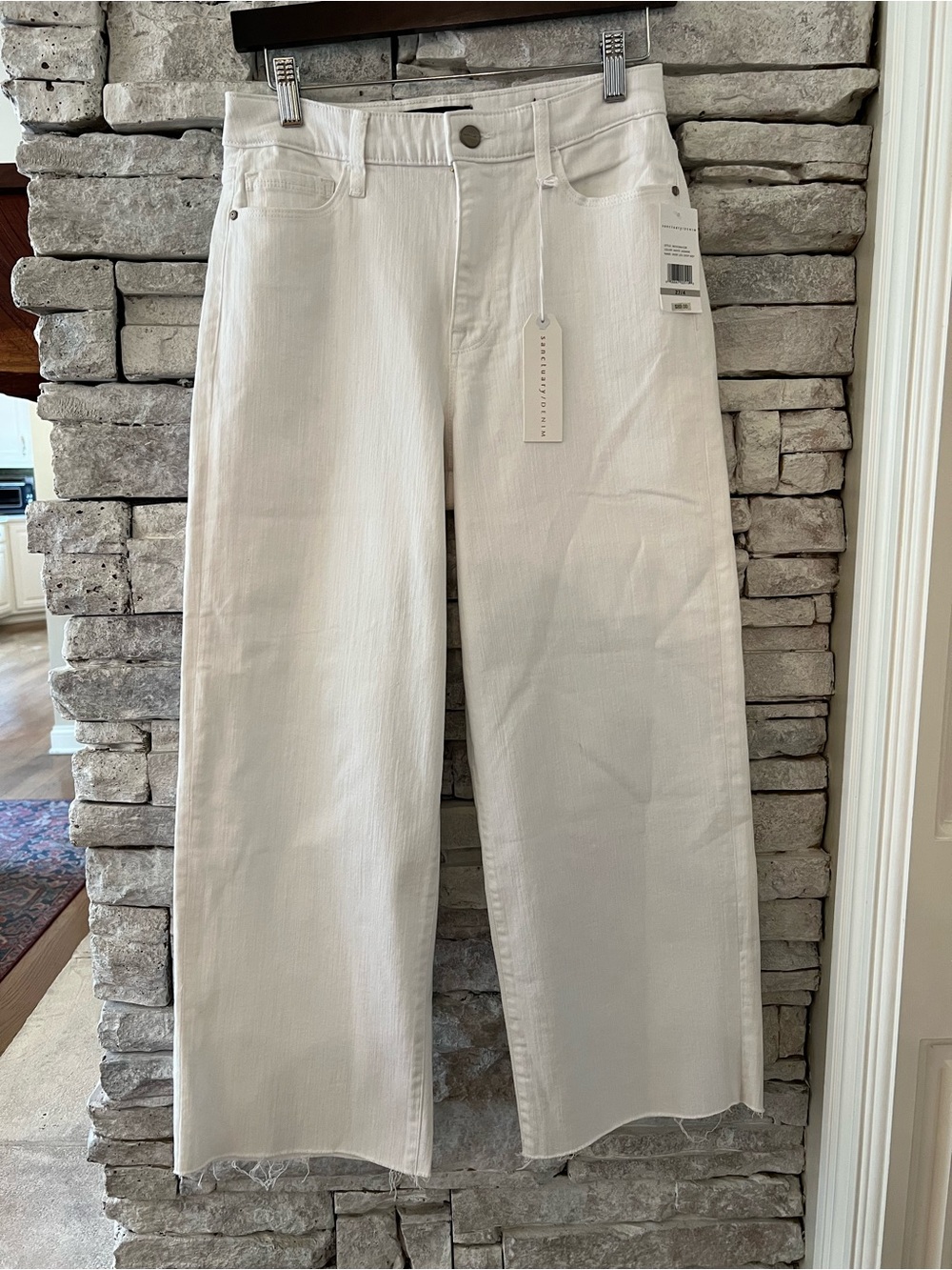 Sanctuary White Denim Wide Leg Cropped Jeans NWT Size 27
